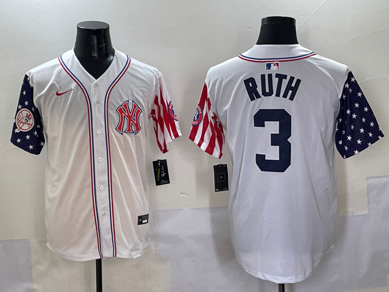 Men 2025  MLB New York Yankees #3 Ruth white jersey